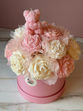 Strawberry Scented Soy Wax Flower Bouquet – Pink & Cream