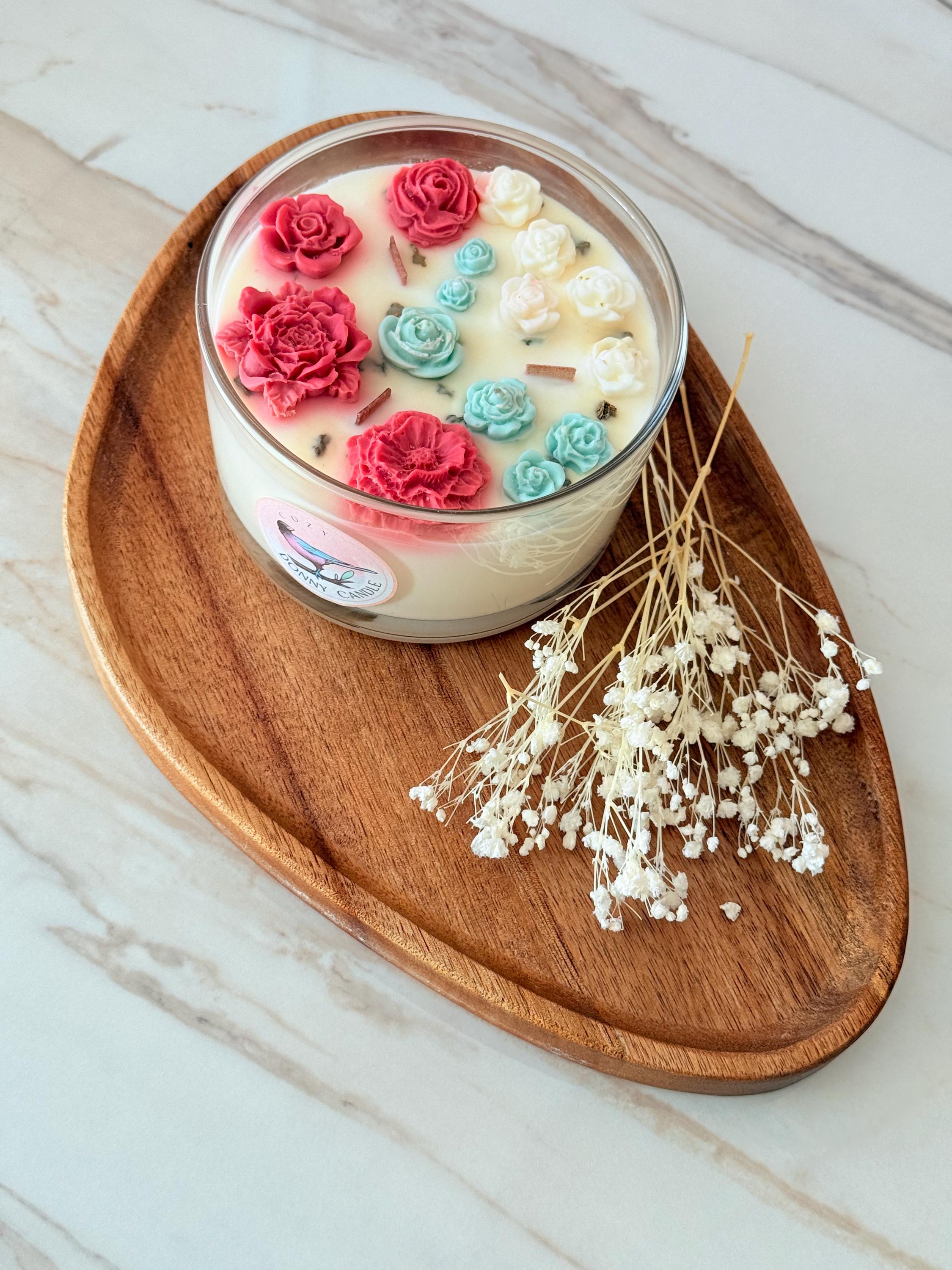 Handmade soy wax candle with wooden wick in a warm vanilla and sandalwood blend. Eco-friendly, vegan, and long-burning, this natural scented candle fills any room with a cozy, relaxing fragrance. The crackling wooden wick creates a calming atmosphere, perfect for home décor, self-care rituals, or thoughtful gifts. Packaged in a reusable jar, this toxin-free candle makes a luxury gift for him, her, or any occasion.