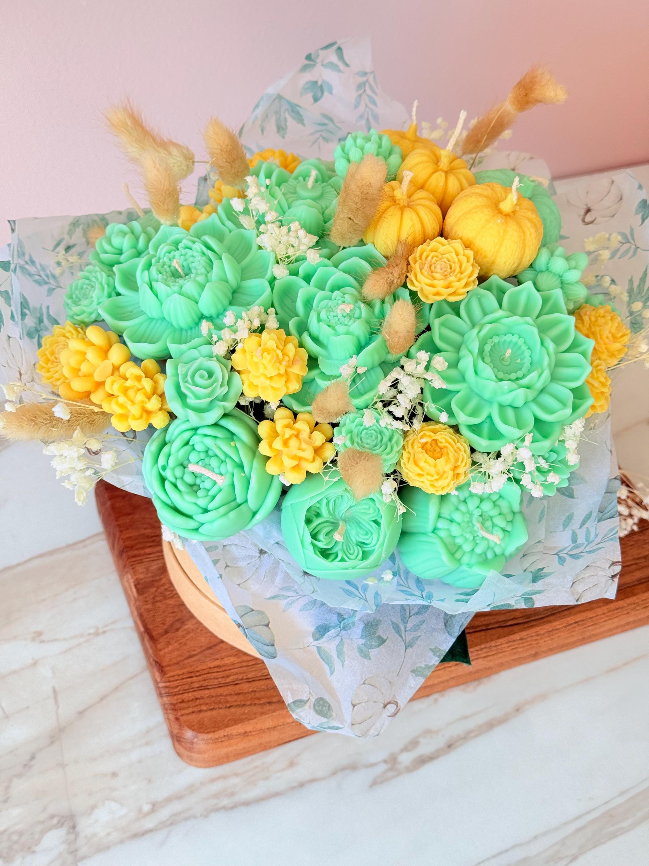 Wax Melt / Candle Flower Bouquet Dark Opium Inspired Scent Handmade Scented Candle Gift Unique Floral Wax Melts  Gift for Her