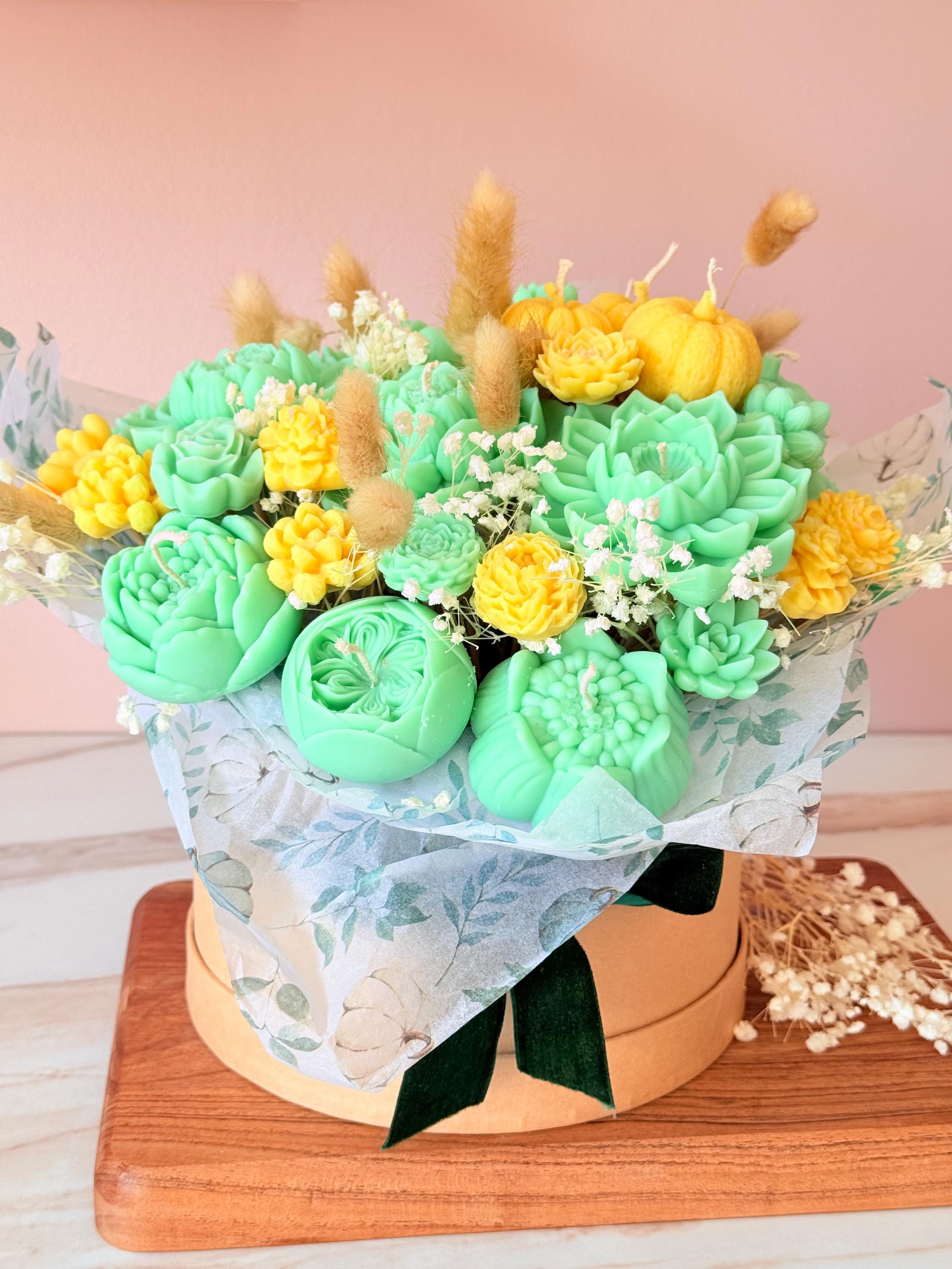 Wax Melt / Candle Flower Bouquet Dark Opium Inspired Scent Handmade Scented Candle Gift Unique Floral Wax Melts  Gift for Her